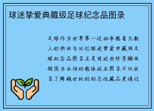 球迷挚爱典藏级足球纪念品图录