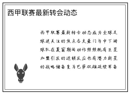 西甲联赛最新转会动态